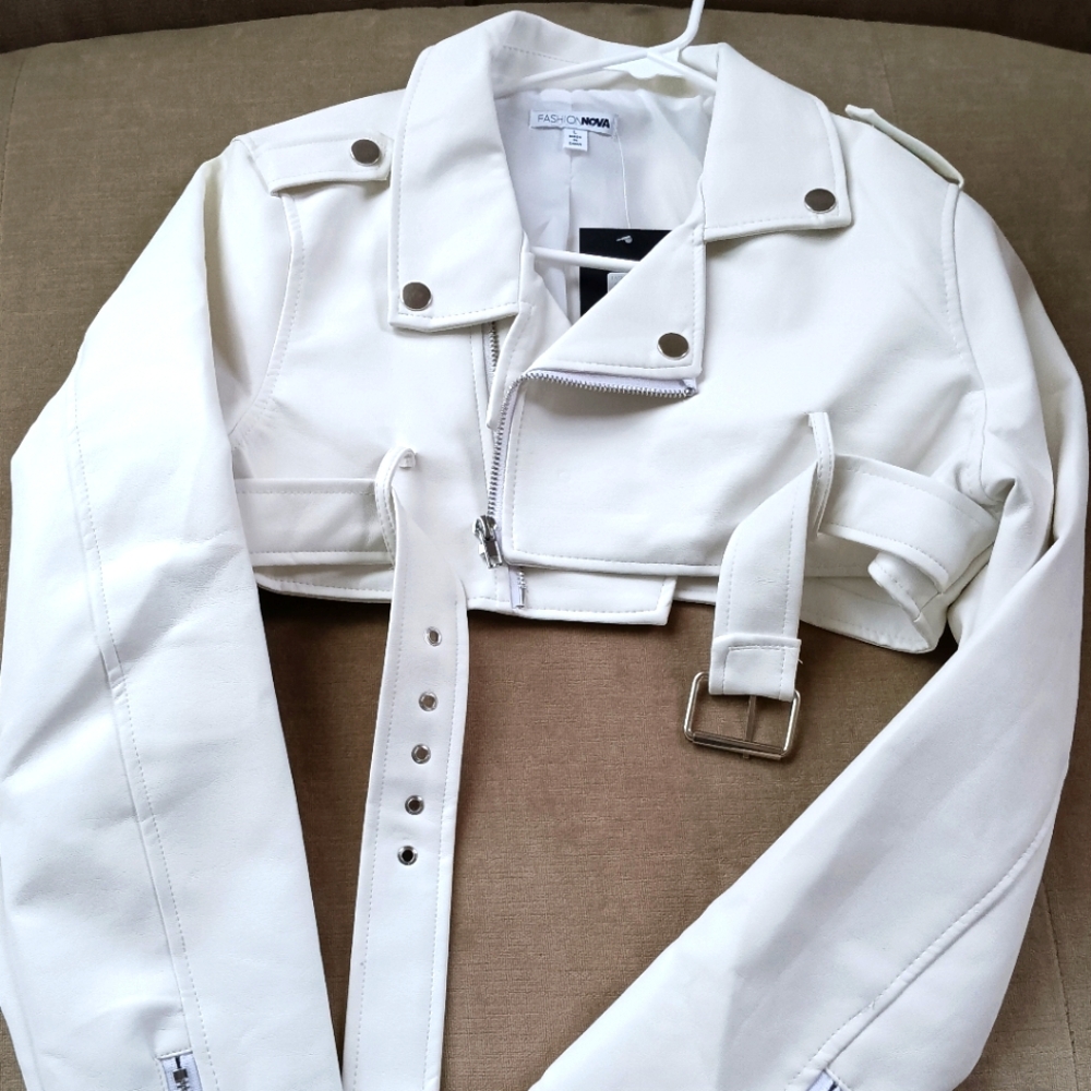 Fashion Nova Cropped Vegan Leather Jacket - New w/tag